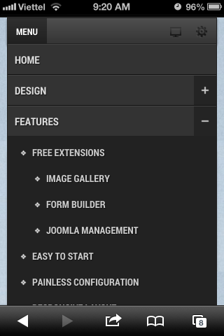 Children menu items are presented as tree