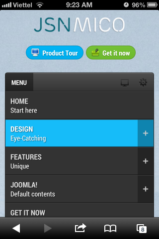 Mobile menu with rich text